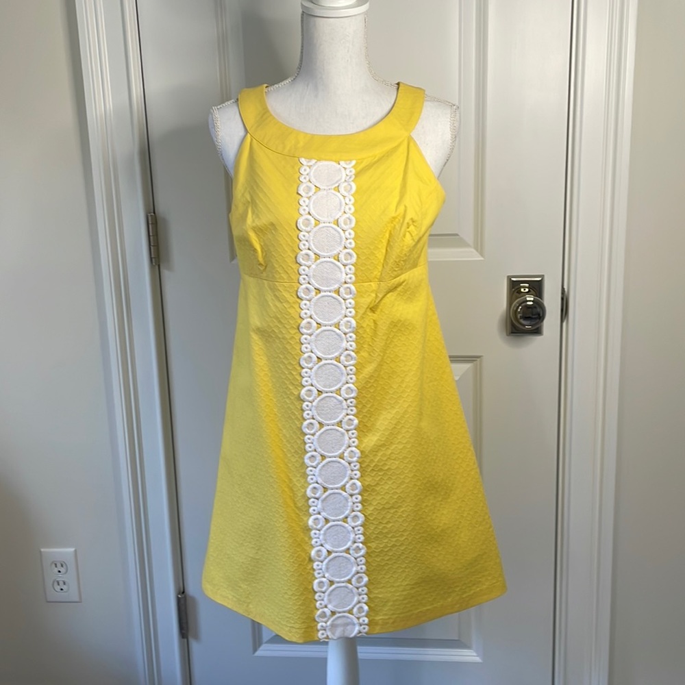 Lilly Pulitzer Fit and Flare Yellow Cotton Mini Dress- size 8